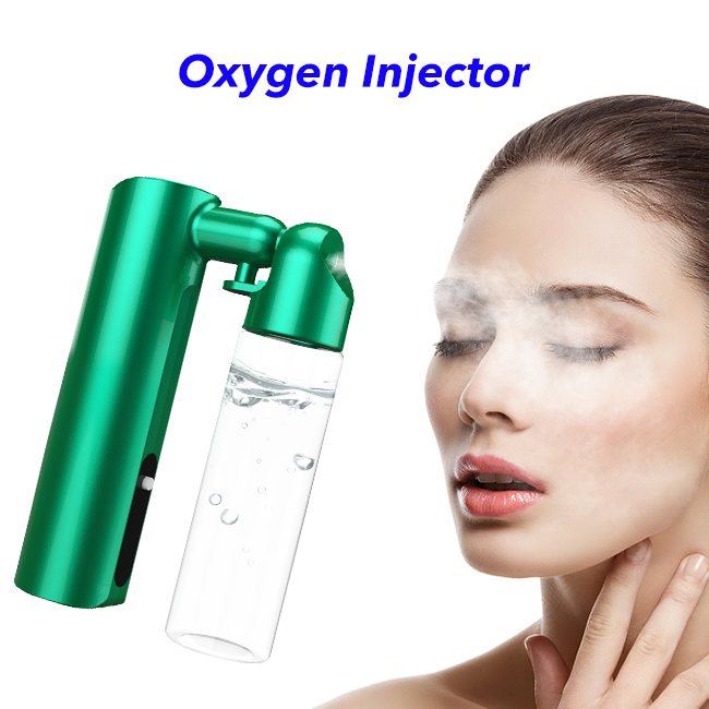  Oxygen Water Injection Skin Care Airbrush  Facial Humidifier Mini Nano Sprayer Water Oxygen Injection Meter(Green)